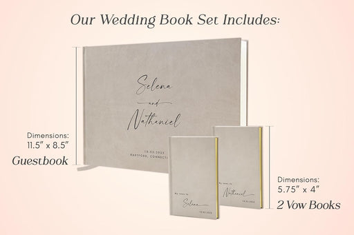 Personalized Wedding Book Set with Guestbook Vow Books (Design 4) - Custom Wedding Guestbook, Modern Vow Books, Keepsake Journal, Elegant Wedding Decor, Unique Wedding Stationery for Couples, Taupe