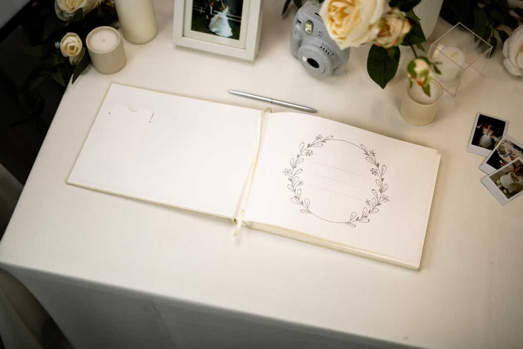 Personalized Linen Guest Book w/ Photo Slot - D1