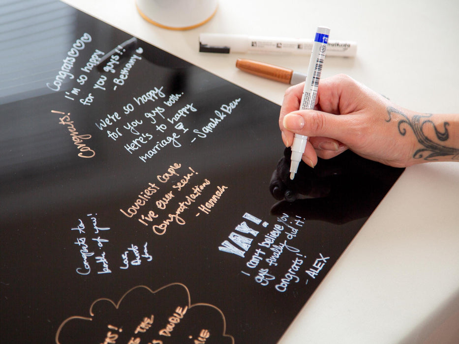 Wedding Guest Book Alternative (Black) w/ Optional 3D Monogram - Personalized Acrylic Plaque Guestbook, Wedding Reception Decor Signage