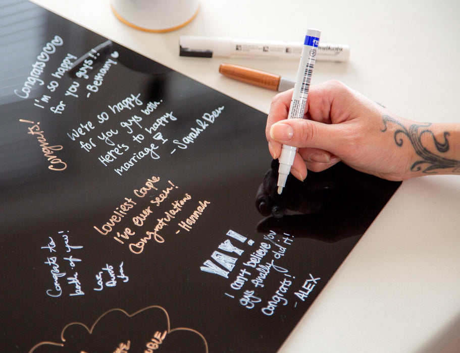 Wedding Guest Book Alternative (Black) w/ Optional 3D Monogram - Personalized Acrylic Plaque Guestbook, Wedding Reception Decor Signage