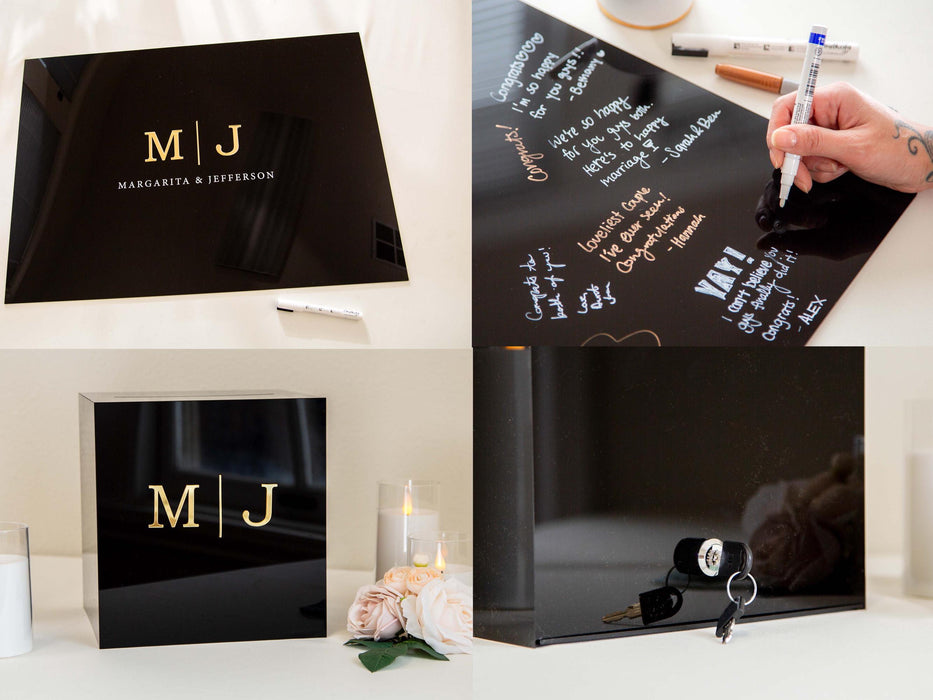 Bundle Wedding Guest Book Alternative and Acrylic Card Box, Cards & Gifts Sign, Custom Wedding Decor Reception Money Box