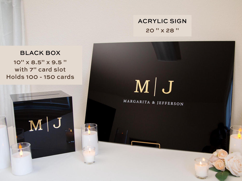 Bundle Wedding Guest Book Alternative and Acrylic Card Box, Cards & Gifts Sign, Custom Wedding Decor Reception Money Box