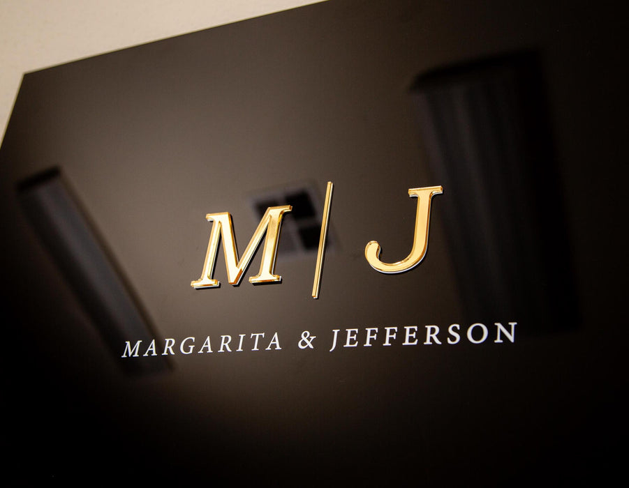 Wedding Guest Book Alternative (Black) w/ Optional 3D Monogram - Personalized Acrylic Plaque Guestbook, Wedding Reception Decor Signage