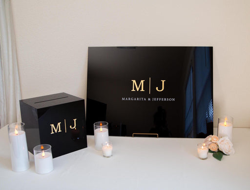 Bundle Wedding Guest Book Alternative and Acrylic Card Box, Cards & Gifts Sign, Custom Wedding Decor Reception Money Box