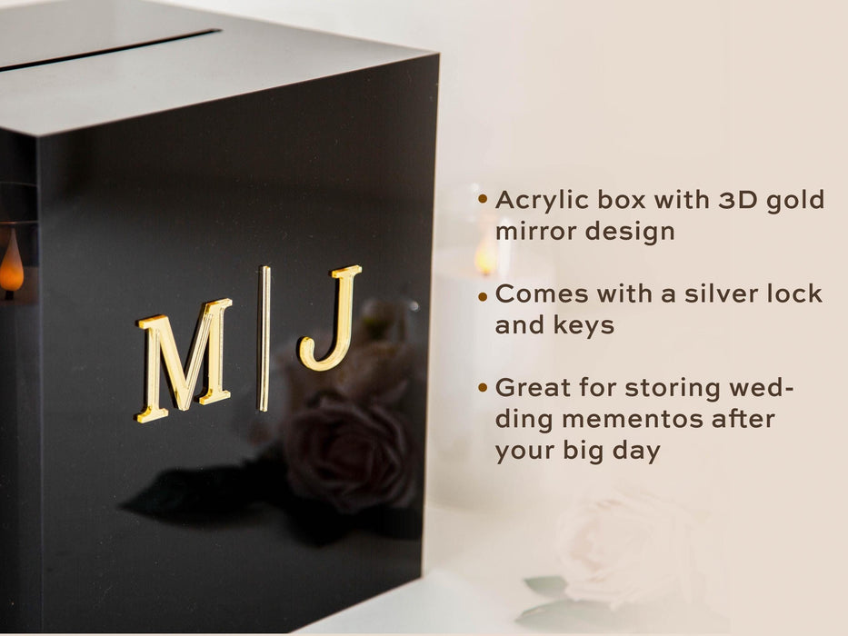 Acrylic Wedding Card Box - Custom Wedding Envelope Box with Lock, Personalized Wedding Decor, Memory Box for Gifts, Money Box