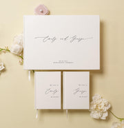 Personalized Wedding Book Set with Guestbook Vow Books (Design 1) - Custom Large 11.5 x 8.5 Guest Signin Book, 5.75 x 4 Vow Books for Marriage Ceremony Reception, Gift for Engaged Couple, Eggshell