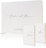 Personalized Wedding Book Set with Guestbook Vow Books (Design 1) - Custom Large 11.5 x 8.5 Guest Signin Book, 5.75 x 4 Vow Books for Marriage Ceremony Reception, Gift for Engaged Couple, Eggshell