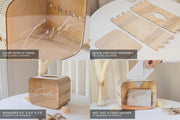 Wedding Card Box (Design 1 Clear) - Reception Table Money Cash Gift Favor Honeymoon Fund Collecting Storage Holder for Birthday Graduation Party Quinceanera Bridal Baby Shower Decor, 9.5" x 7.5"