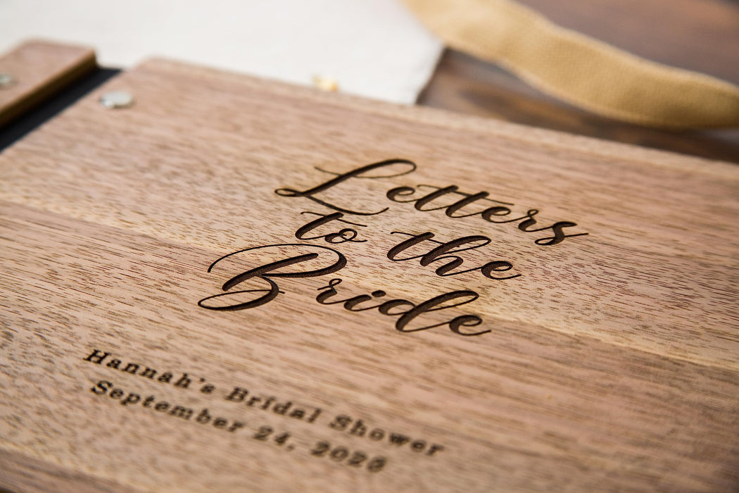 Engraved Wood Cover Book for Letters to the Bride