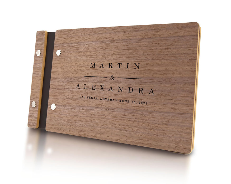 Engraved Walnut Wood Wedding Guest Book