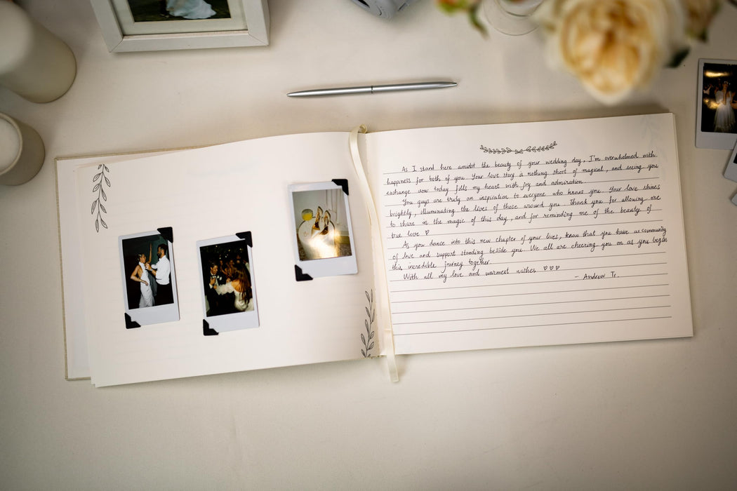 Personalized Linen Guest Book w/ Photo Slot - D2