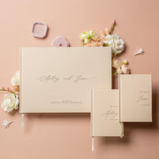 Personalized Wedding Book Set with Guestbook Vow Books (Design 1) - Custom Large 11.5 x 8.5 Guest Signin Book, 5.75 x 4 Vow Books for Marriage Ceremony Reception, Gift for Engaged Couple, Eggshell