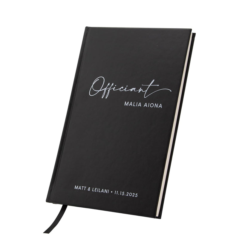 MUUJEE Custom Officiant Book - Personalized Modern Minimalist Notebook Custom Journal Gift for Pastor Ministers Sermon Wedding Ceremony, 32 PAges, 140gsm Thick Lined Paper, 5.25 x 8.25" (Design2)