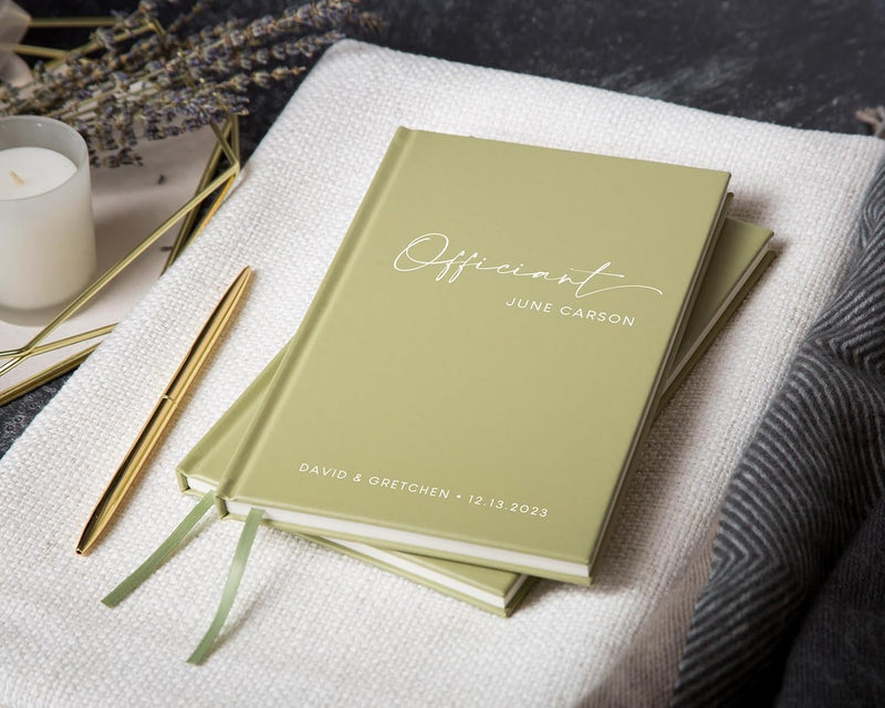 MUUJEE Custom Officiant Book - Personalized Modern Minimalist Notebook Custom Journal Gift for Pastor Ministers Sermon Wedding Ceremony, 32 PAges, 140gsm Thick Lined Paper, 5.25 x 8.25" (Design2)