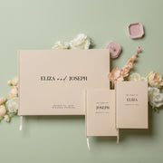 Personalized Wedding Book Set with Guestbook Vow Books (Design 2) - Custom Large 11.5 x 8.5 Guest Signin Book, 5.75 x 4 Vow Books for Marriage Ceremony Reception, Gift for Engaged Couple, Cream