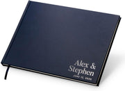Personalized Foil Guest Book - 11.5 x 8.5 Custom Guestbook with Customizable Corner Names Date Cover, Hardcover Polaroid Book for Sign in at Wedding Reception Baby Bridal Shower Party