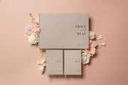 Personalized Wedding Book Set with Guestbook Vow Books (Design 3) - Custom Wedding Keepsake, Personalized Guestbook, Vow Journals, Modern Wedding Decor, Elegant Wedding Stationery for Couples, Taupe