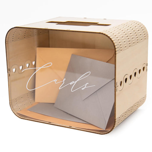 Wedding Card Box (Design 1 Clear) - Reception Table Money Cash Gift Favor Honeymoon Fund Collecting Storage Holder for Birthday Graduation Party Quinceanera Bridal Baby Shower Decor, 9.5" x 7.5"