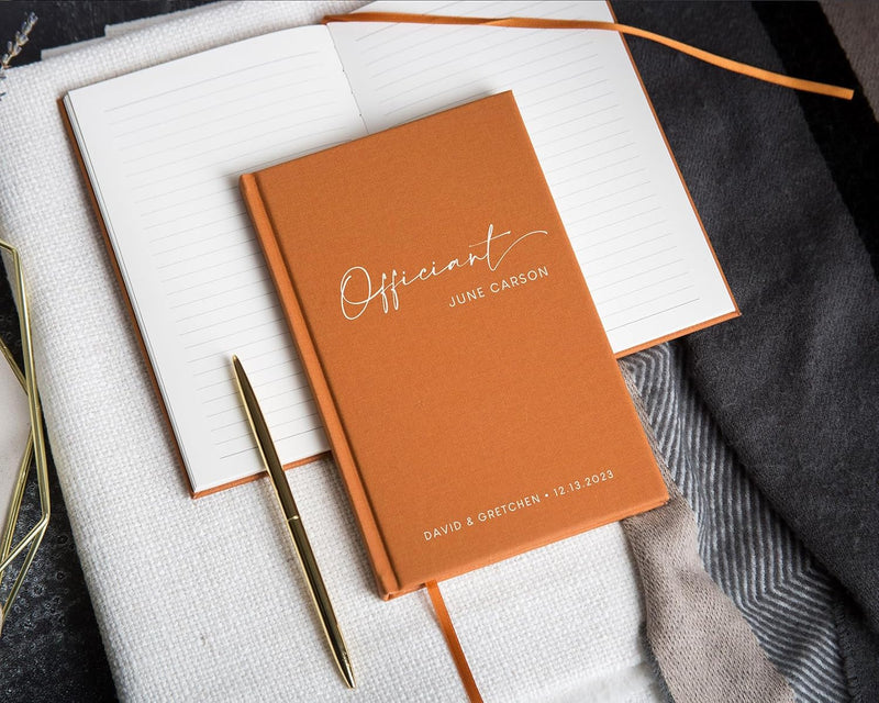 MUUJEE Custom Officiant Book - Personalized Modern Minimalist Notebook Custom Journal Gift for Pastor Ministers Sermon Wedding Ceremony, 32 PAges, 140gsm Thick Lined Paper, 5.25 x 8.25" (Design2)