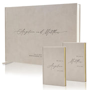 Personalized Wedding Book Set with Guestbook Vow Books (Design 1) - Custom Large 11.5 x 8.5 Guest Signin Book, 5.75 x 4 Vow Books for Marriage Ceremony Reception, Gift for Engaged Couple, Eggshell