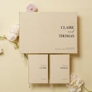 Personalized Wedding Book Set with Guestbook Vow Books (Design 3) - Custom Wedding Keepsake, Personalized Guestbook, Vow Journals, Modern Wedding Decor, Elegant Wedding Stationery for Couples, Taupe