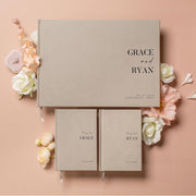 Personalized Wedding Book Set with Guestbook Vow Books (Design 3) - Custom Wedding Keepsake, Personalized Guestbook, Vow Journals, Modern Wedding Decor, Elegant Wedding Stationery for Couples, Taupe