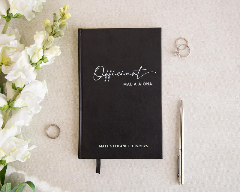 MUUJEE Custom Officiant Book - Personalized Modern Minimalist Notebook Custom Journal Gift for Pastor Ministers Sermon Wedding Ceremony, 32 PAges, 140gsm Thick Lined Paper, 5.25 x 8.25" (Design2)