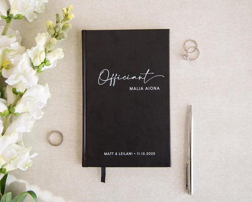 MUUJEE Custom Officiant Book - Personalized Modern Minimalist Notebook Custom Journal Gift for Pastor Ministers Sermon Wedding Ceremony, 32 PAges, 140gsm Thick Lined Paper, 5.25 x 8.25" (Design2)