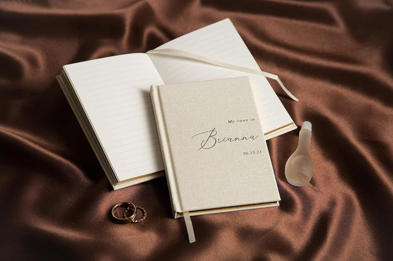 Vow Books Set of 2 (My Vows To Design) - Custom Hard Cover Luxury Modern Wedding Ceremony or Vow Renewal Booklets, Bride Groom Gifts, Engagement Party or Reception Speech Notes