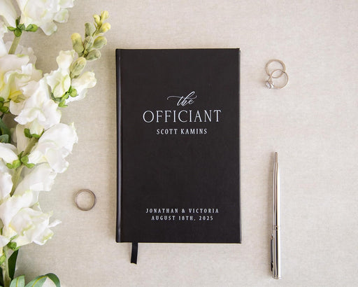 MUUJEE Custom Officiant Book - Personalized Modern Minimalist Notebook Custom Journal Gift for Pastor Ministers Sermon Wedding Ceremony, 32 PAges, 140gsm Thick Lined Paper, 5.25 x 8.25" (Design1)
