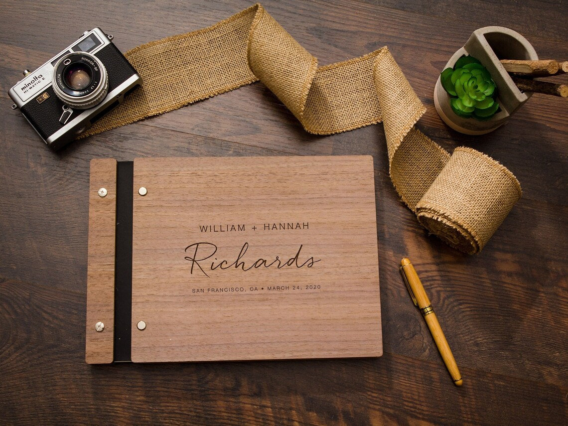 Engraved Wood Guest Books