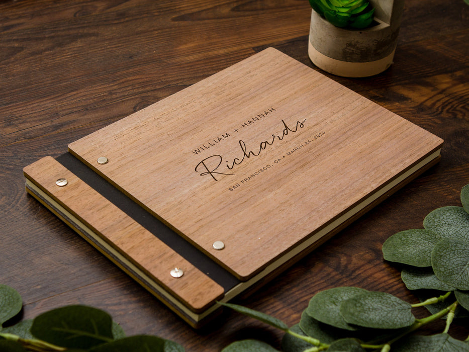 Engraved Wood Premium Guest Book