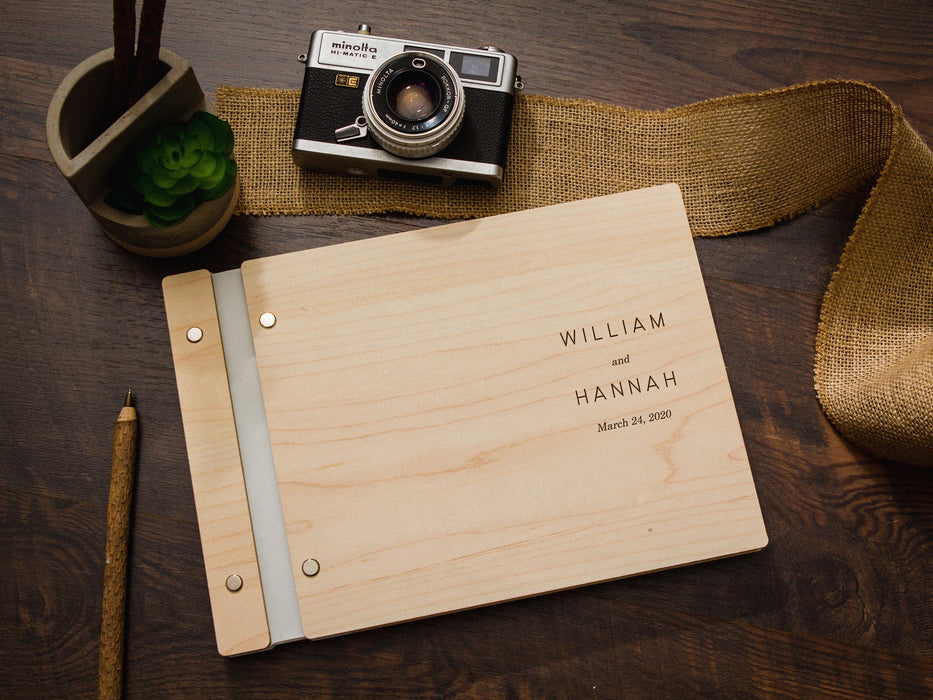 Walnut or Maple Wooden Wedding Reception Signing Guestbook