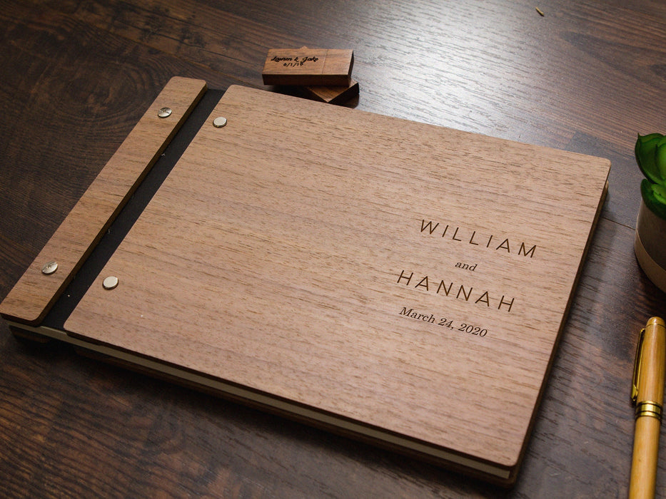 Walnut or Maple Wooden Wedding Reception Signing Guestbook