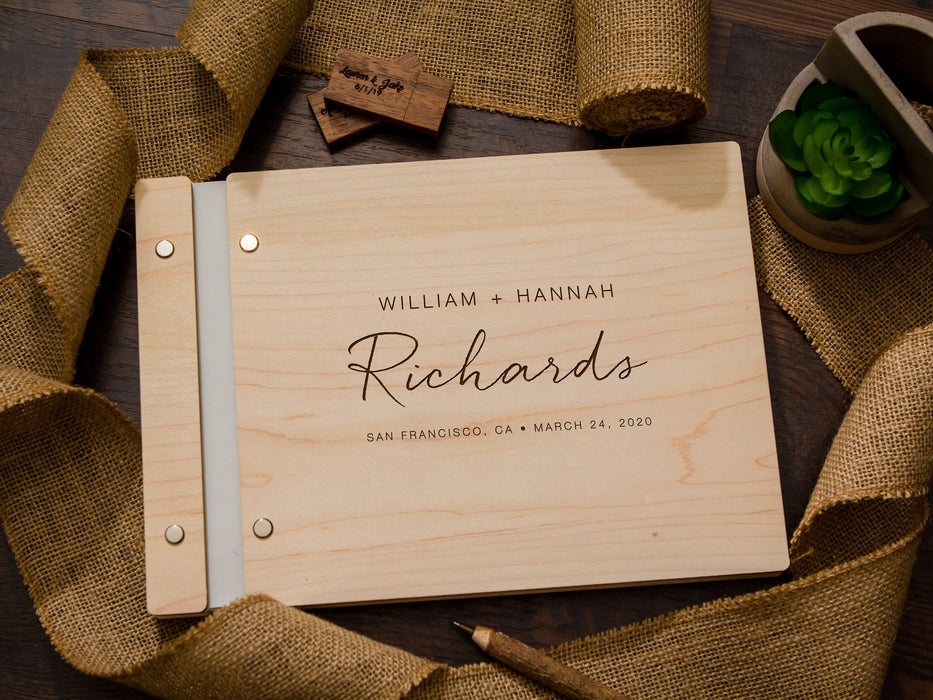 Engraved Wood Premium Guest Book