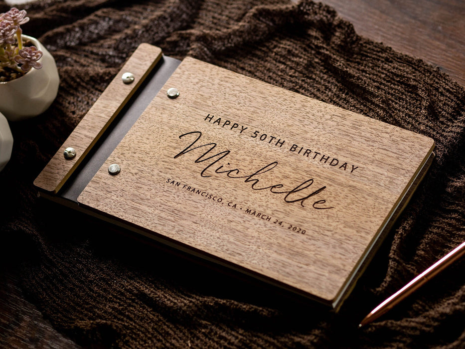 Engraved Wood Premium Guest Book