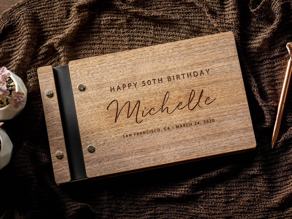 Engraved Wood Premium Guest Book