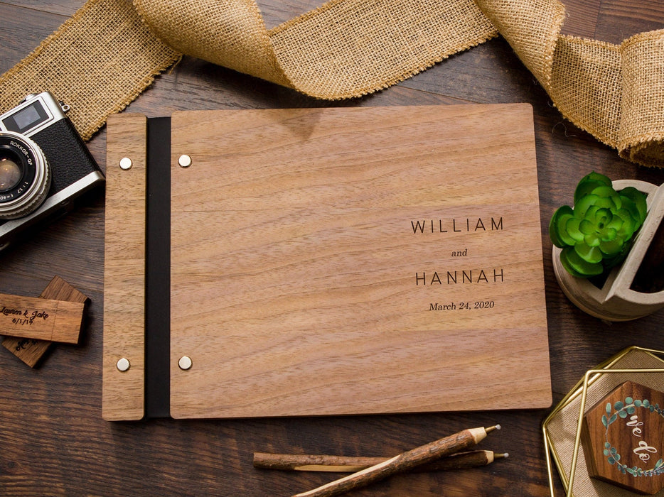 Walnut or Maple Wooden Wedding Reception Signing Guestbook