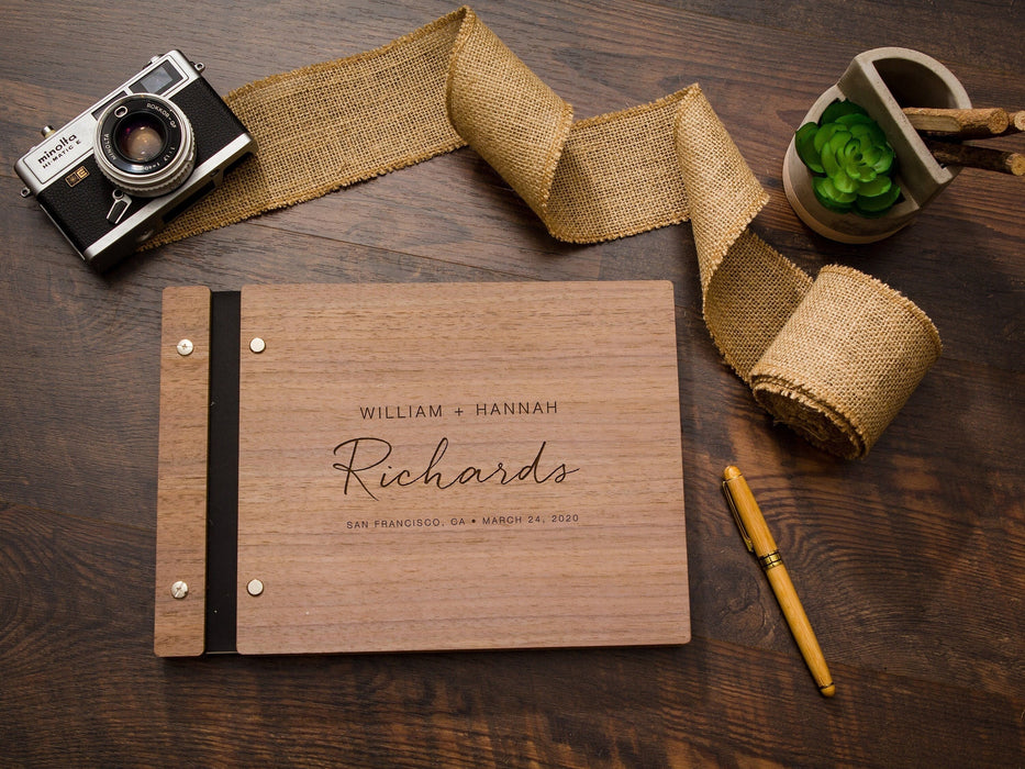 Engraved Wood Premium Guest Book