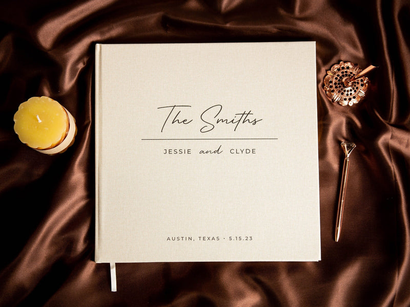 Real Linen Cream Guest Book (Design 5)