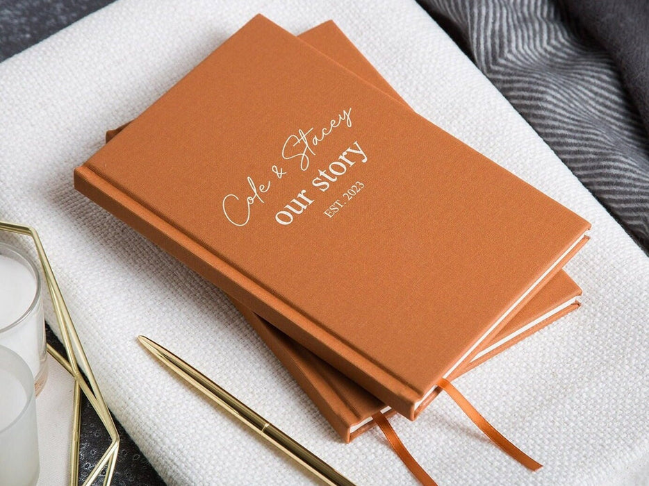 Our Story Lined Notebook - Hard Cover Book, Custom Anniversary Gifts Personalized Proposal Note Journal Wedding Notebook Planner