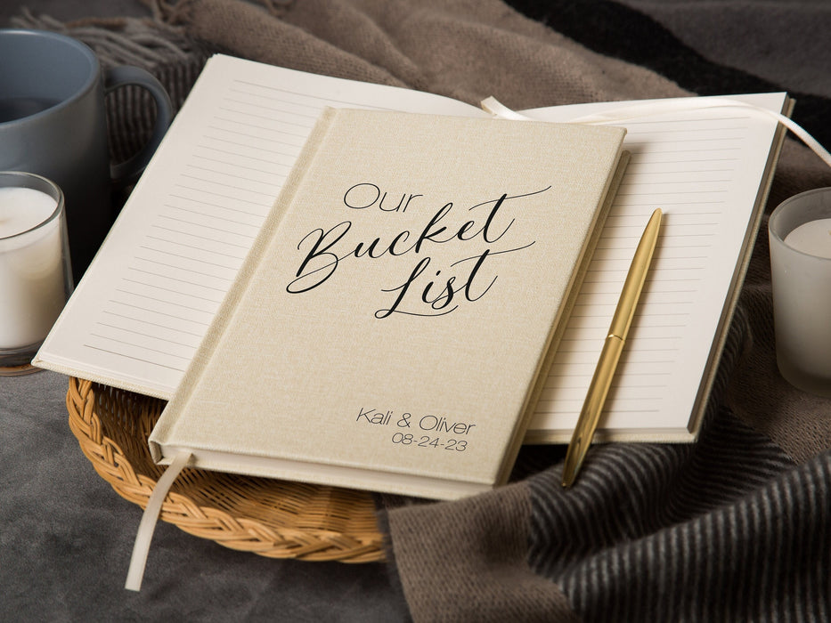 Bucket List 2 Lined Notebook - Personalized Travel Gift Hardcover Wanderlust Journal New Years Resolution Couples Relationship Goals Planner