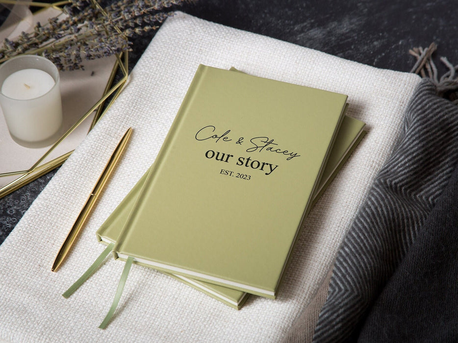 Our Story Lined Notebook - Hard Cover Book, Custom Anniversary Gifts Personalized Proposal Note Journal Wedding Notebook Planner