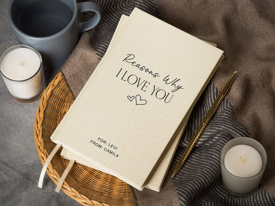 Reasons Why I Love You Lined Notebook - Hard Cover Journal for Husband Wife Birthday Anniversary, Words of Affirmation, Proposal Wedding Vow