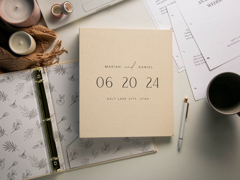 Wedding 3 Ring Linen Binder (Design 5)