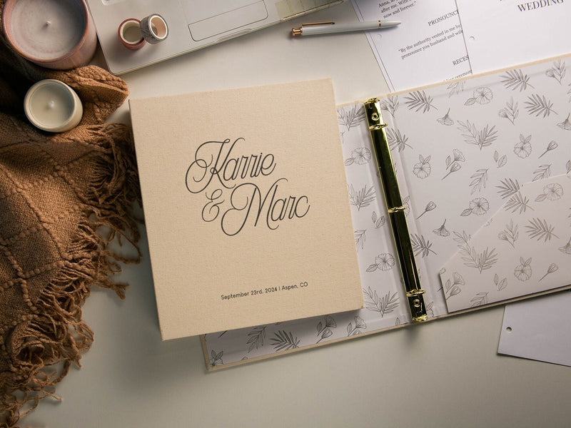 Wedding 3 Ring Linen Binder (Design 6)