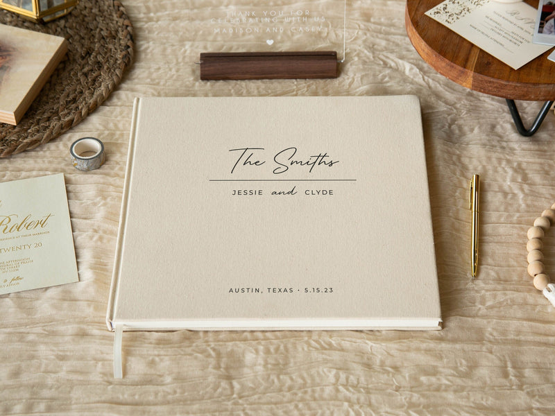 Real Linen Cream Guest Book (Design 5)