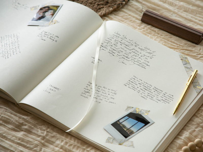 Real Linen Cream Guest Book (Design 4)