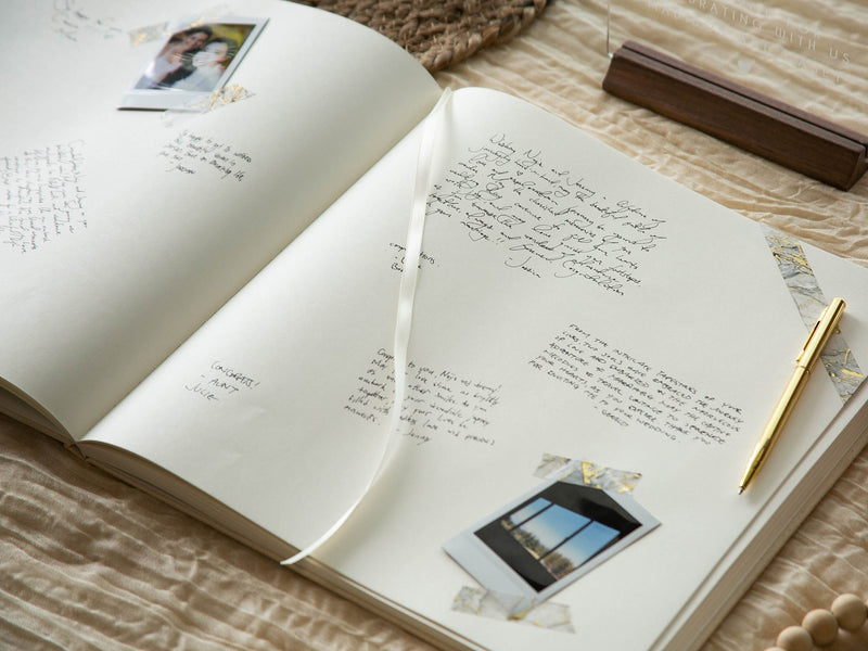 Real Linen Cream Guest Book (Design 5)
