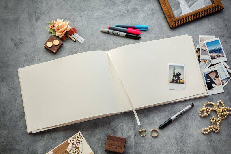 Real Linen Cream Guest Book (Design 1)